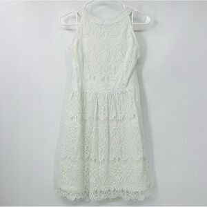 Pinky White Lace High Neck Sleeveless Bridal Style Dress Size Large